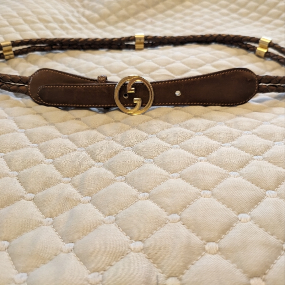 Braided leather Gucci belt